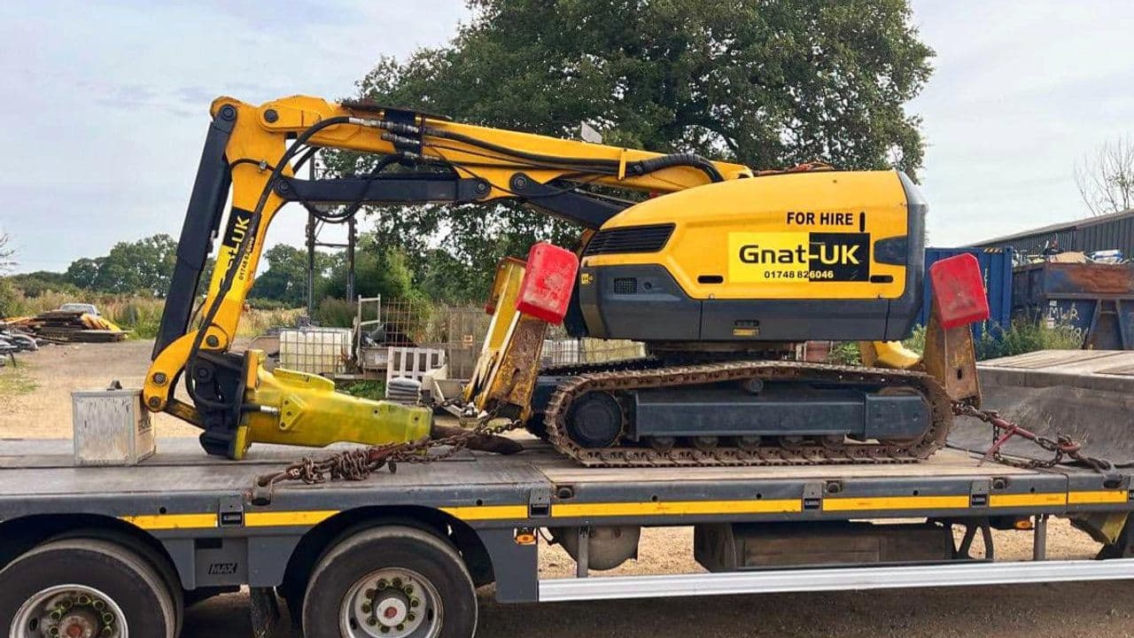 Brokk 500 robotic demolition unit loaded onto a transport ready for site
