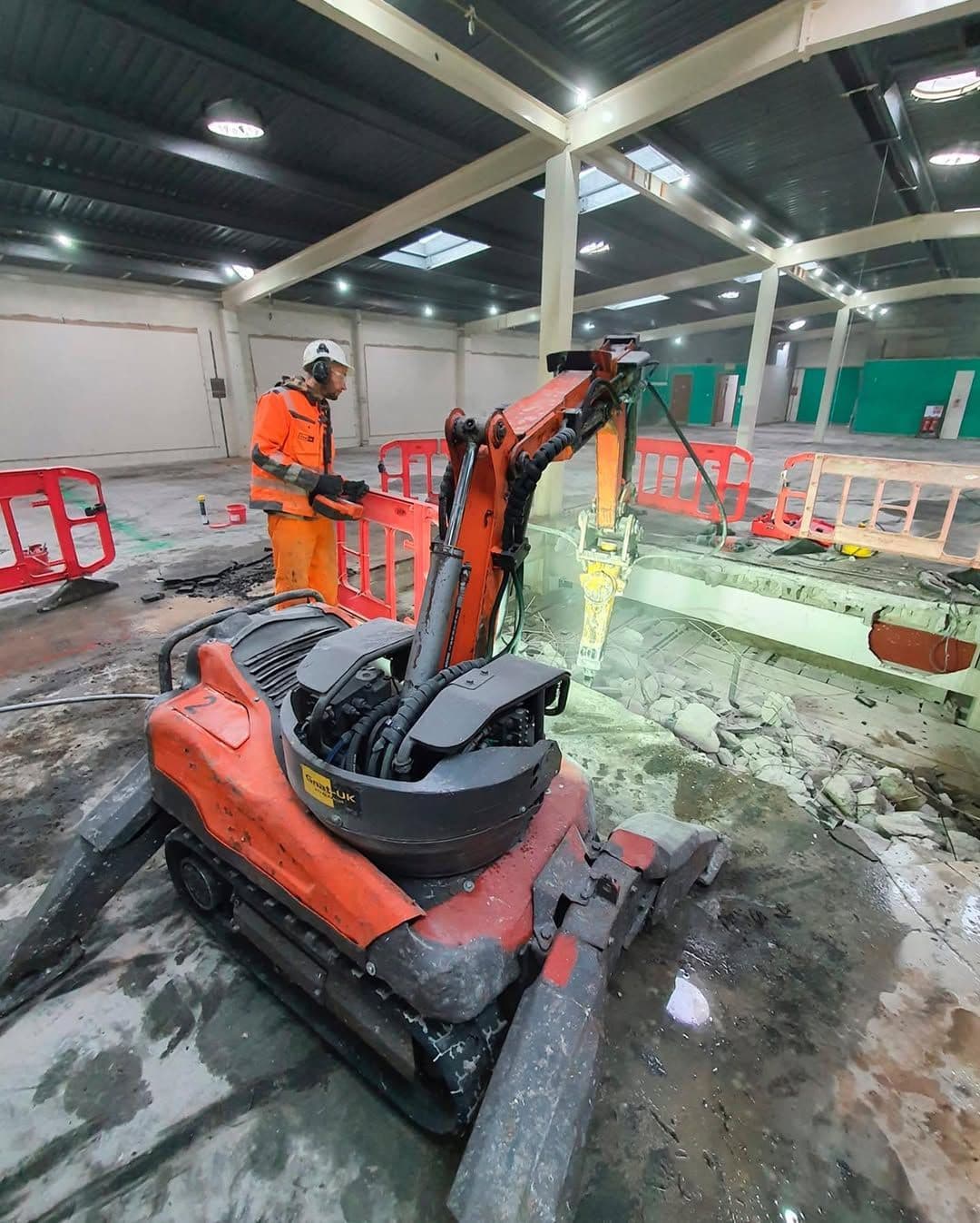 HILTI track saw cutting through reinforced concrete floor in a Leeds factory refurbishment