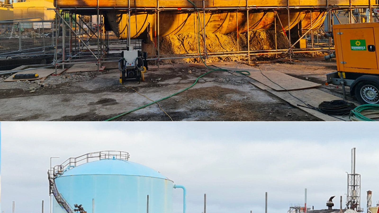 Track-based abrasive cold-cutting manipulator dismantling a volatile chemical pressure vessel