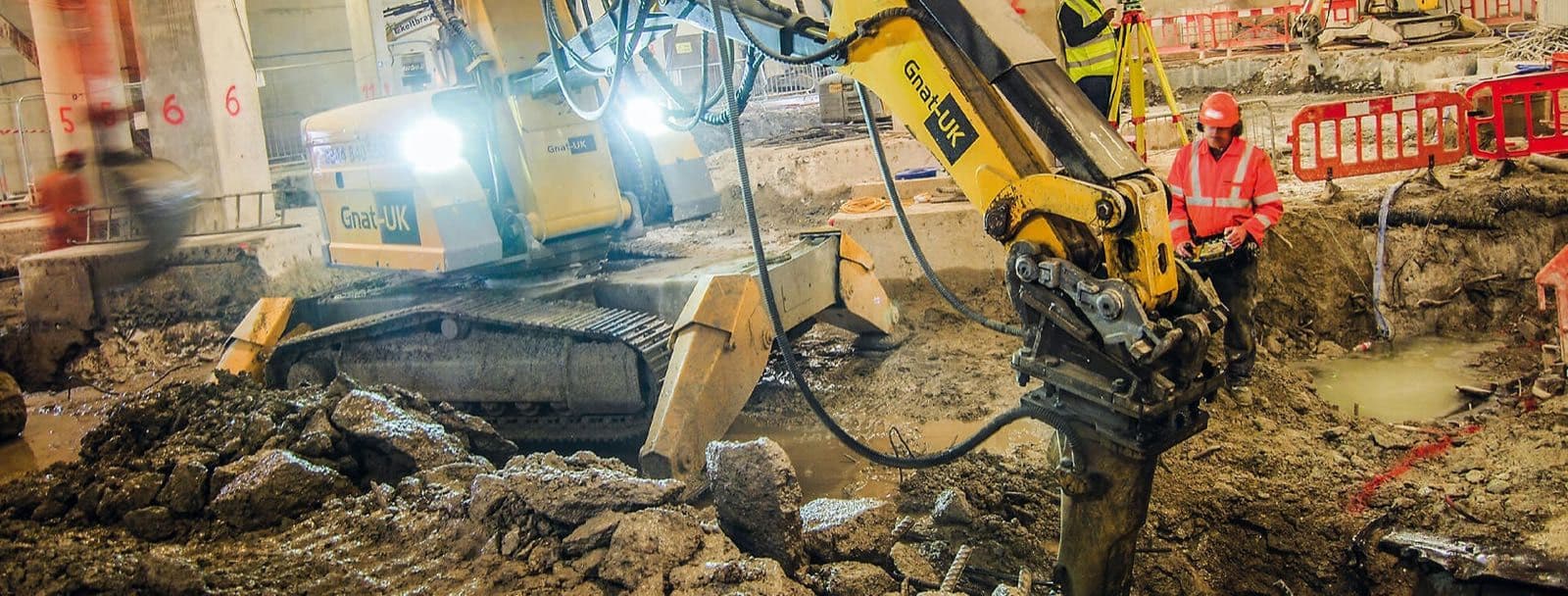 Brokk and Husqvarna robotic demolition fleet being loaded for site work